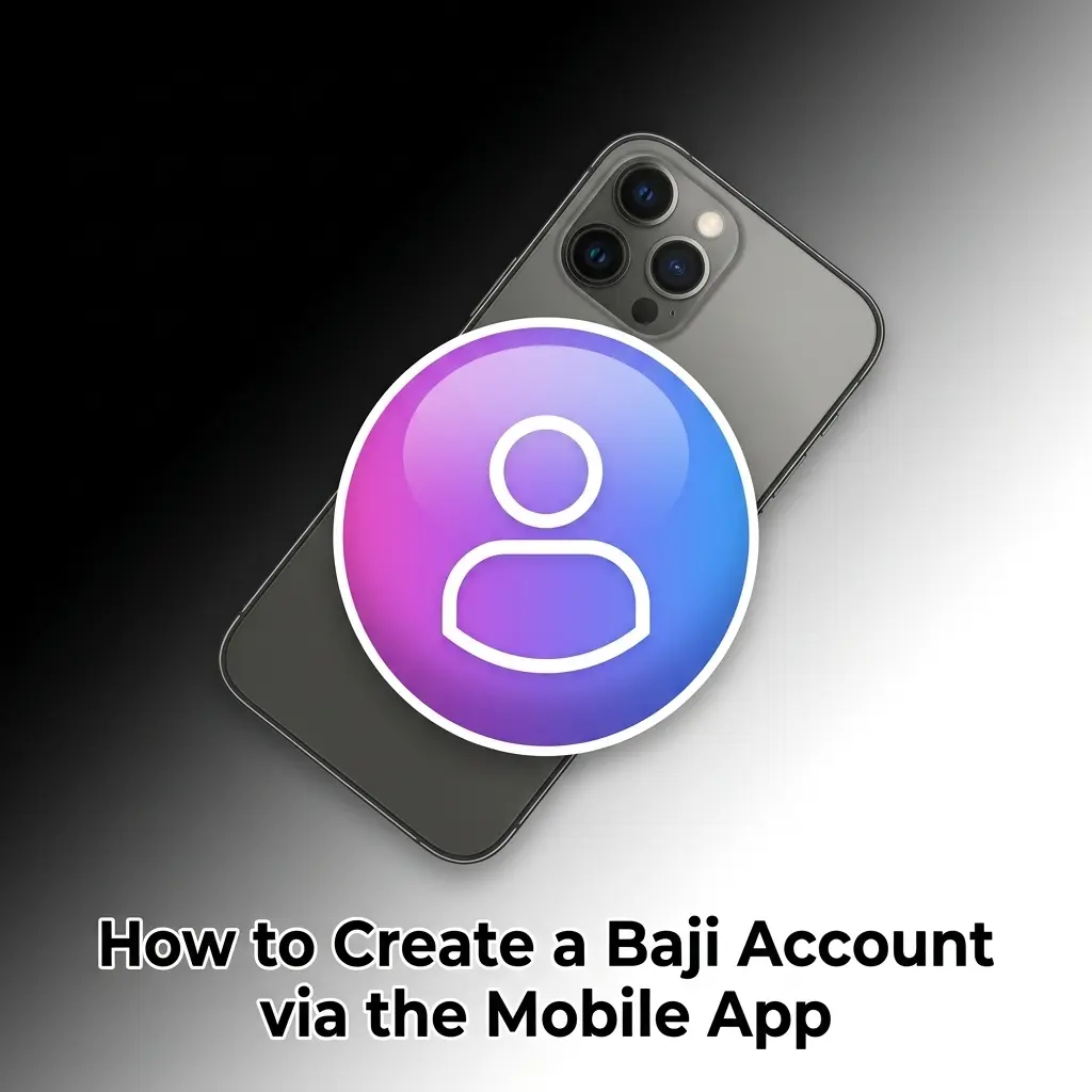 Baji mobile app registration screen showing steps to create account with OTP verification in BDT currency
