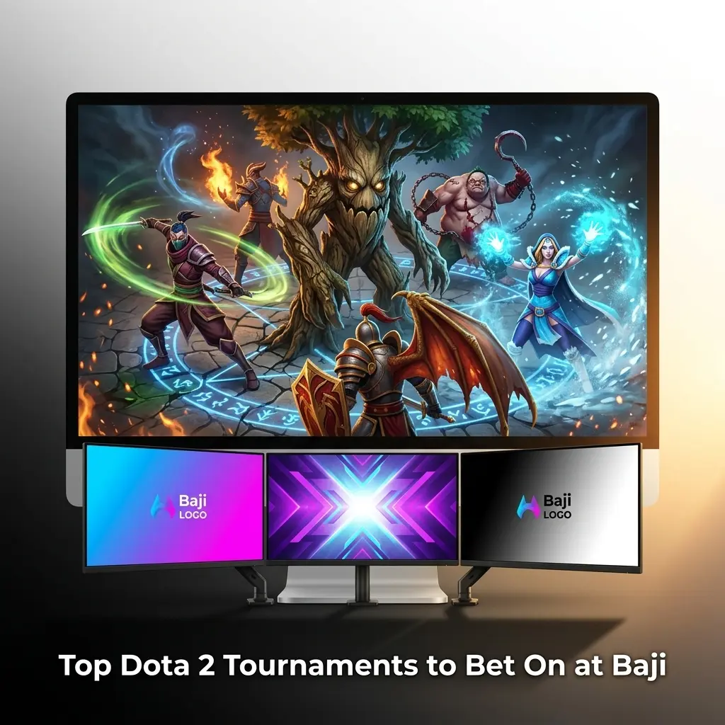 Top Dota 2 tournaments to bet on at Baji including The International, ESL One, PGL Majors, and EWC events